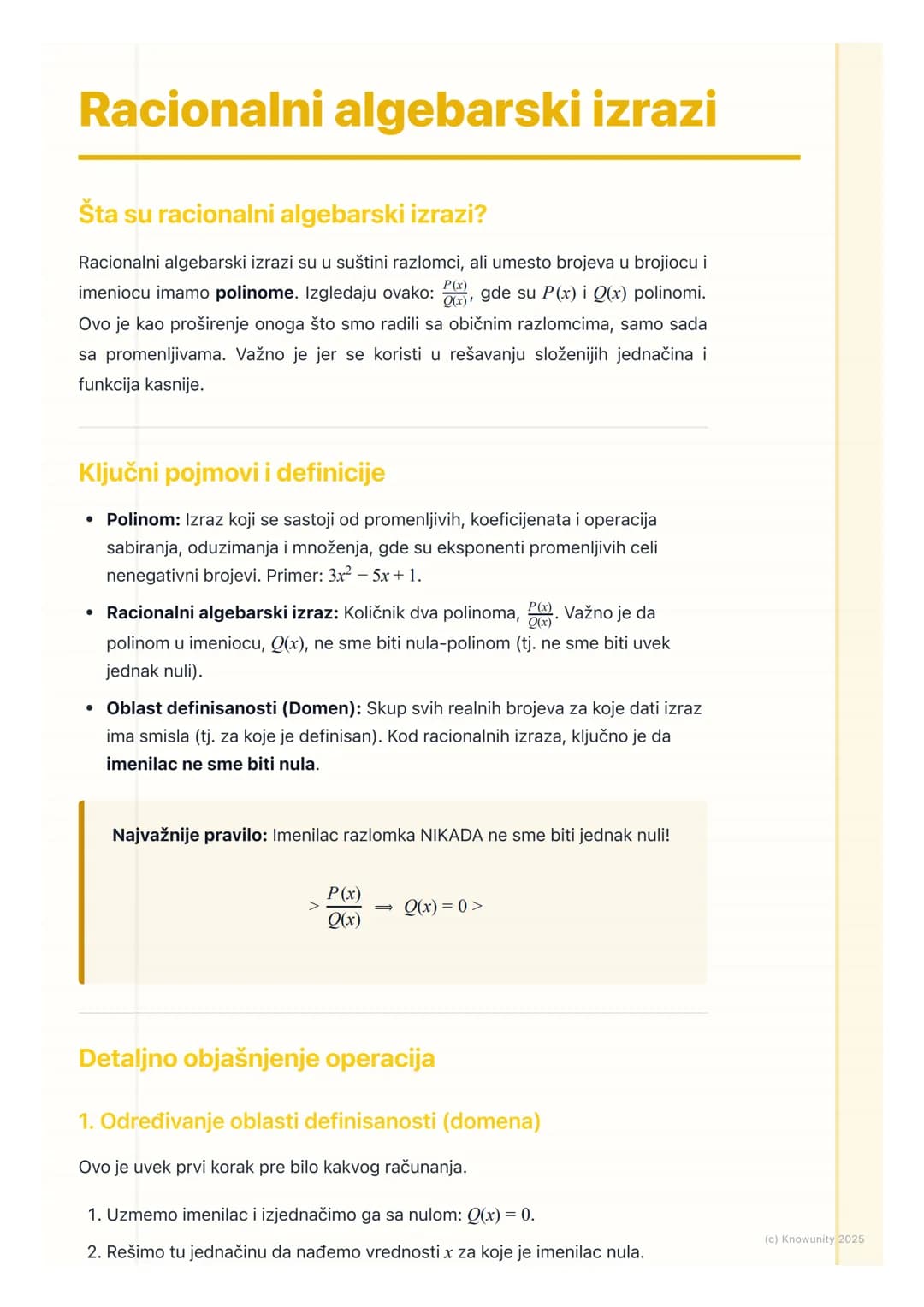 # Racionalni algebarski izrazi

Šta su racionalni algebarski izrazi?

Racionalni algebarski izrazi su u suštini razlomci, ali umesto brojeva