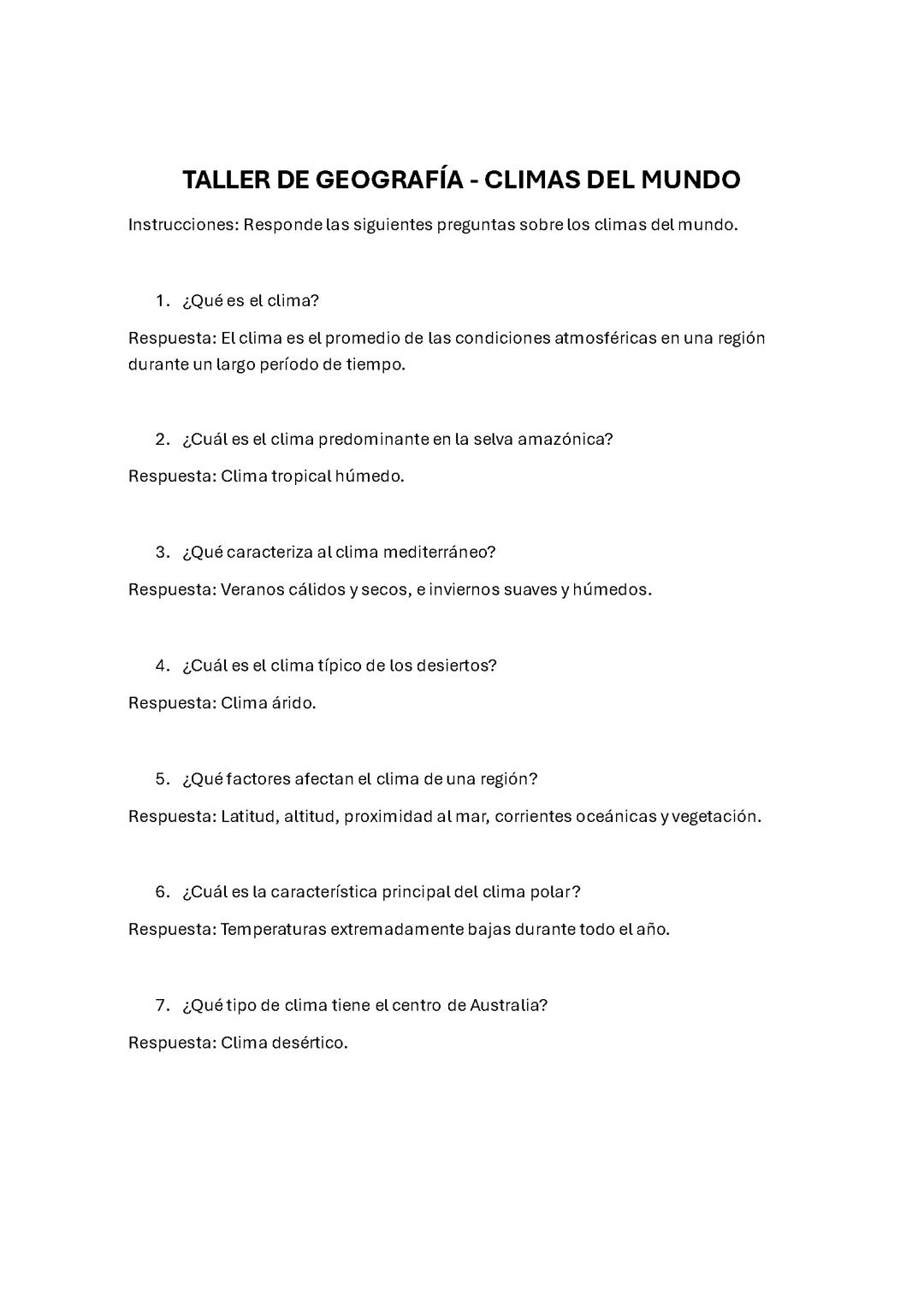 Exploración de los Climas del Mundo: Taller de Geografía