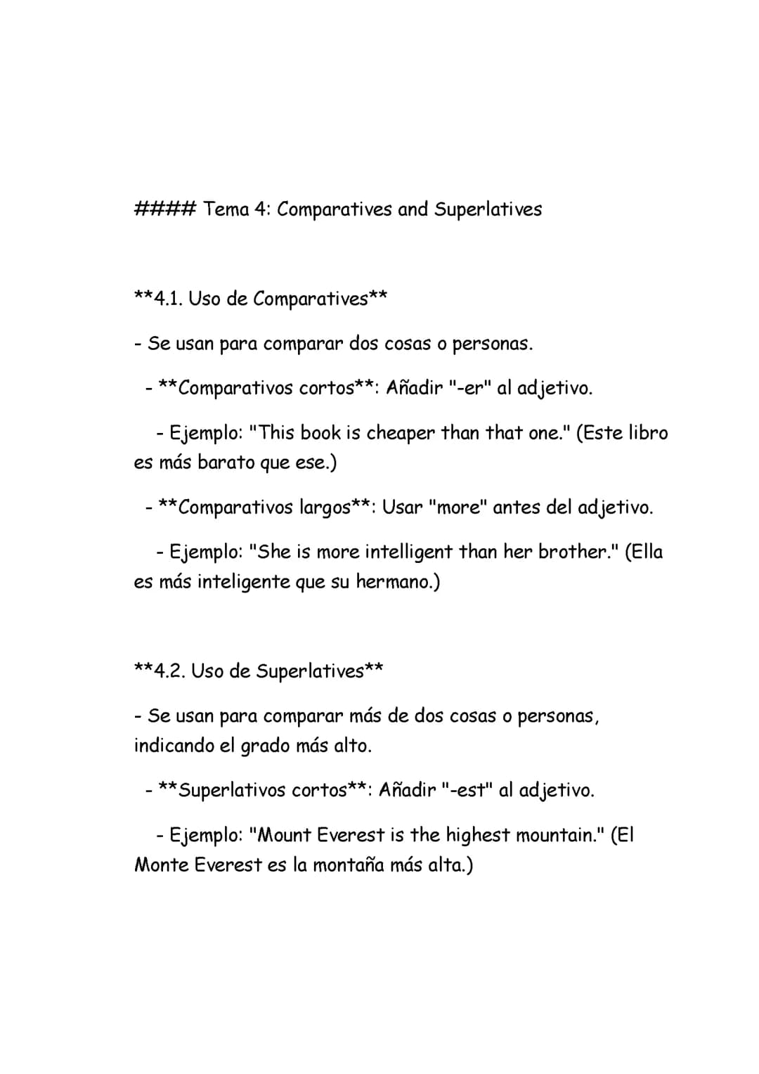 Comparatives and Superlatives