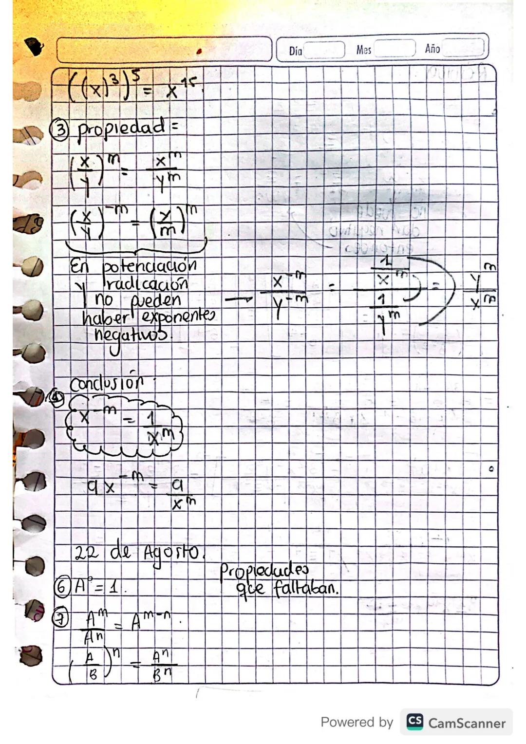 Día 06 Mes 08 Año 19
Semestre
④Generalidades
#Reales
500,00
'
# primos 133, 5, 7 Sirven para Simplificar
195
Fraccionarios ☑
-
(②2) Potencia