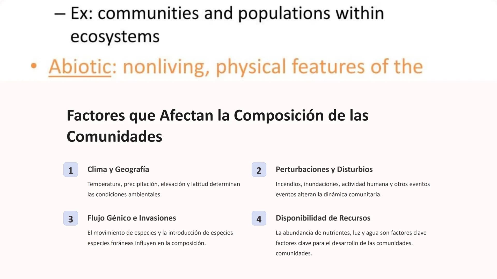 las Comunidades
Comunidades
Ecológicas
Las comunidades ecológicas son sistemas complejos donde diversas
especies de organismos interactúan y