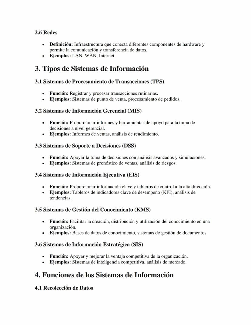 Sistemas de Información
APUNTES//
1. Definición
•
Sistemas de Información (SI): Conjunto de componentes interrelacionados que
recolectan, pr