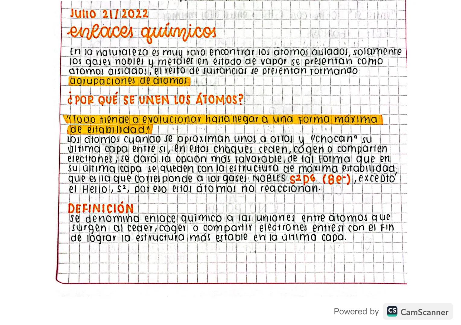 Jul10 21/2022

enlaces químicos

En la naturaleza es muy raro encontrar los átomos aislados, solamente
los gases nobles y metales en estado 