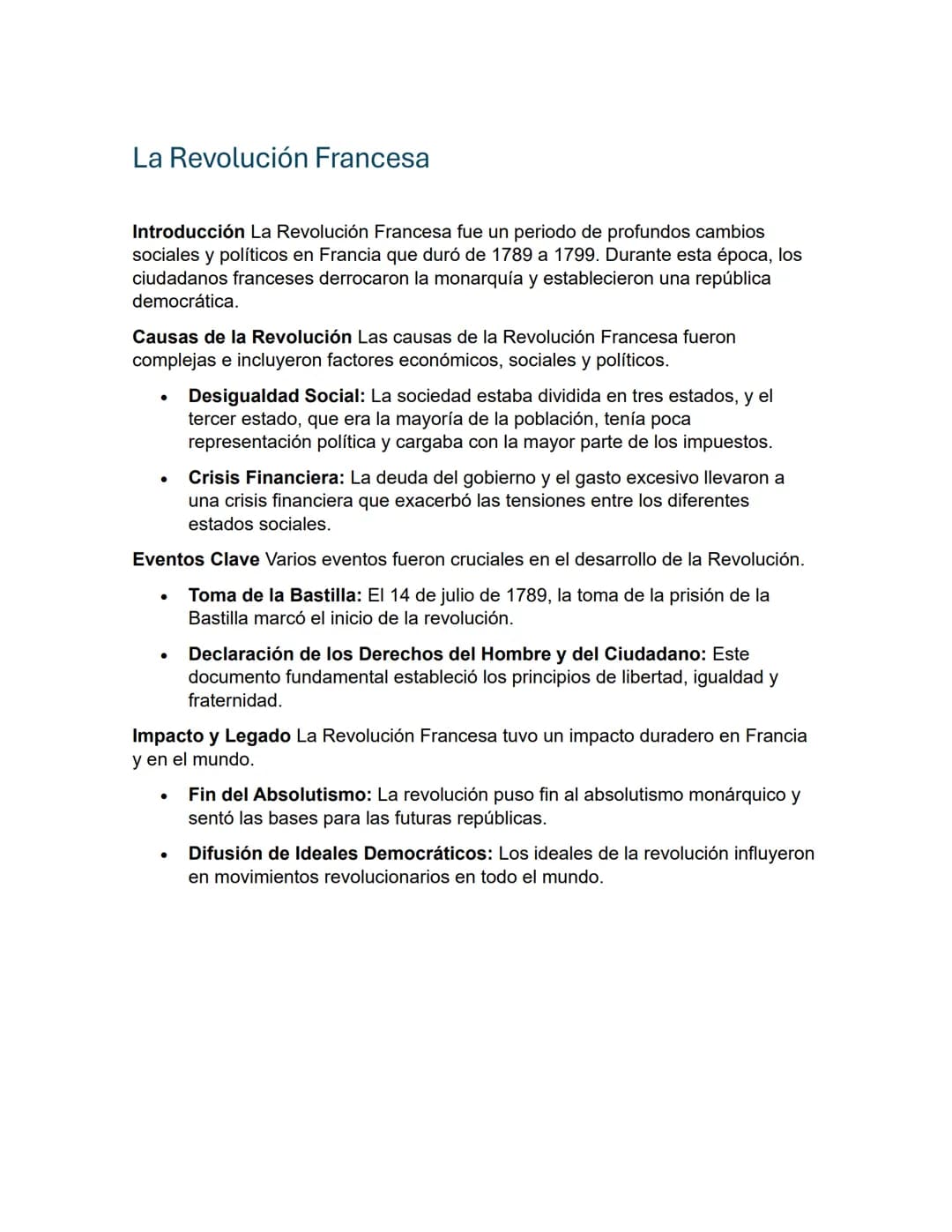 La Revolución Francesa
Introducción La Revolución Francesa fue un periodo de profundos cambios
sociales y políticos en Francia que duró de 1