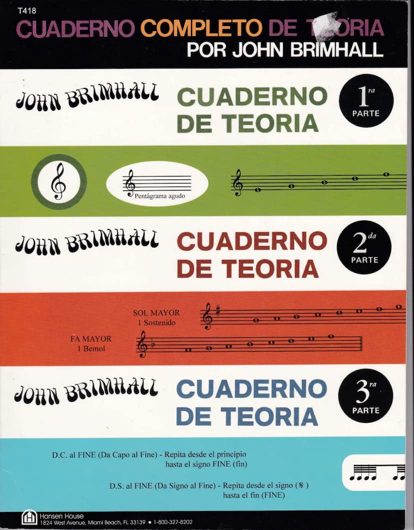 T418
CUADERNO COMPLETO DE ORIA
POR JOHN BRIMHALL
ra
JOHN BRIMHALL CUADERNO 1"
DE TEORIA
PARTE
Pentagrama agudo
da
JOHN BRIMHALL CUADERNO 2"
