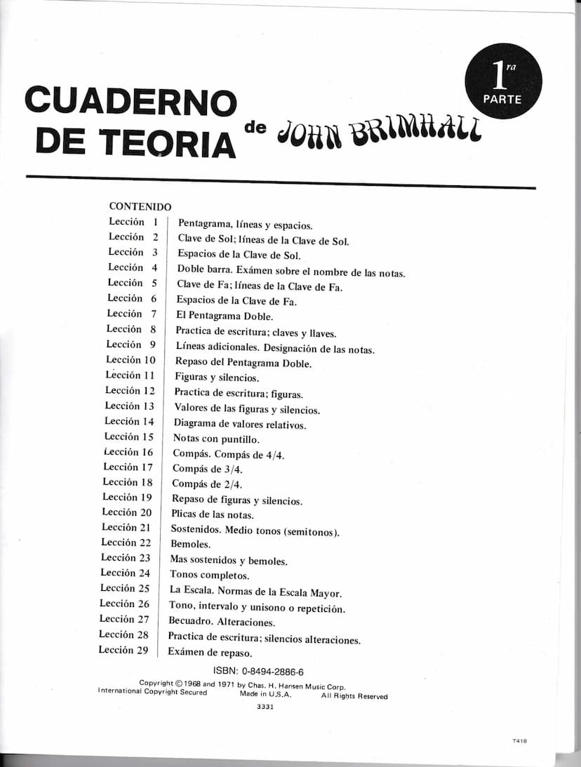 T418
CUADERNO COMPLETO DE ORIA
POR JOHN BRIMHALL
ra
JOHN BRIMHALL CUADERNO 1"
DE TEORIA
PARTE
Pentagrama agudo
da
JOHN BRIMHALL CUADERNO 2"
