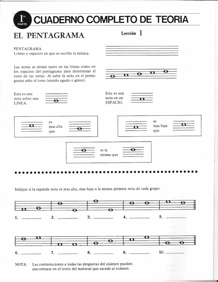 T418
CUADERNO COMPLETO DE ORIA
POR JOHN BRIMHALL
ra
JOHN BRIMHALL CUADERNO 1"
DE TEORIA
PARTE
Pentagrama agudo
da
JOHN BRIMHALL CUADERNO 2"
