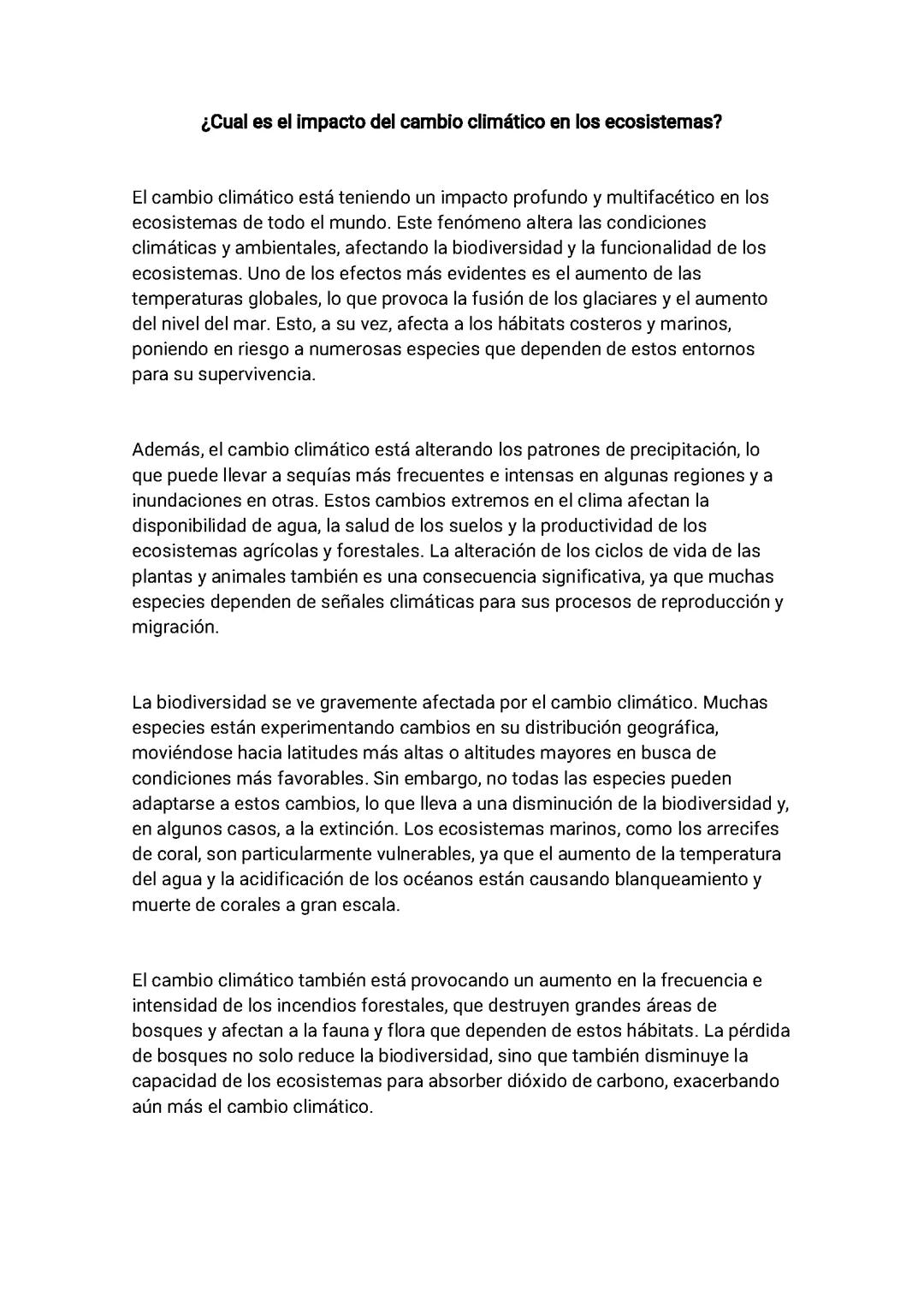 El Impacto del Cambio Climático en Nuestro Ecosistema