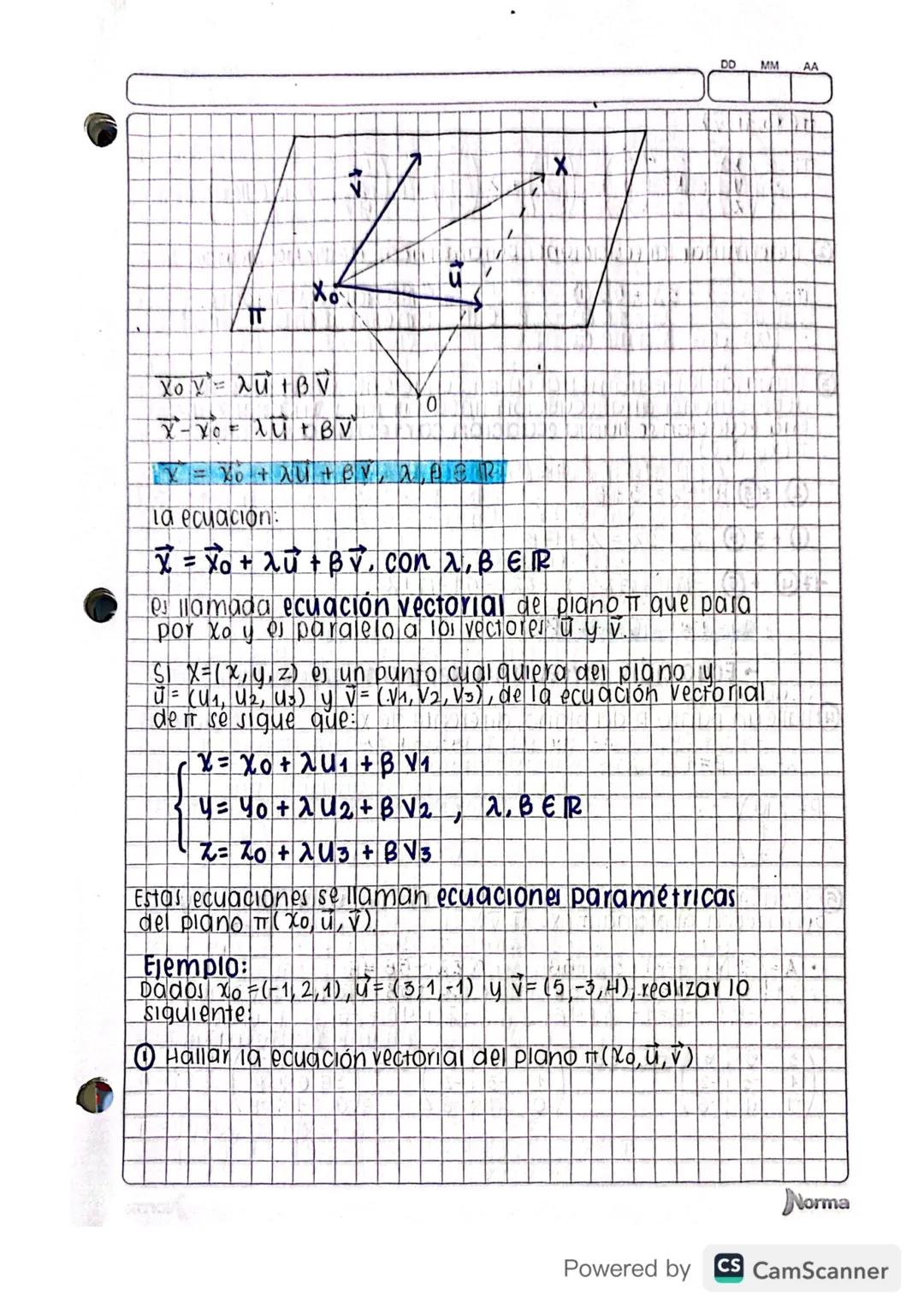 # el peauro en el espacio

Sea Xo=(Xo, Yo, zo) un punto cualquiera del espacio R3
Siūyv son vectores no nulos y no paralelos en R3,
entonces