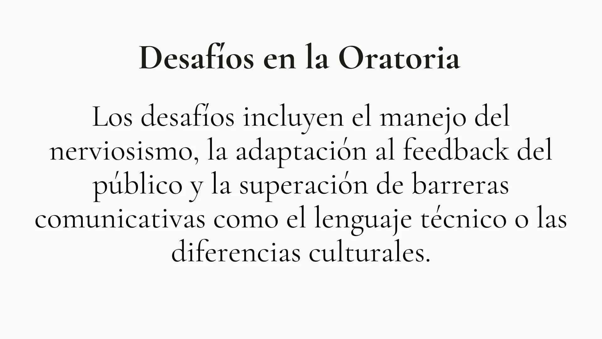 LA ORATORIA ¿Qué es la Oratoria?
La oratoria es la capacidad de comunicar ideas de forma
clara y convincente ante una audiencia. Implica no 