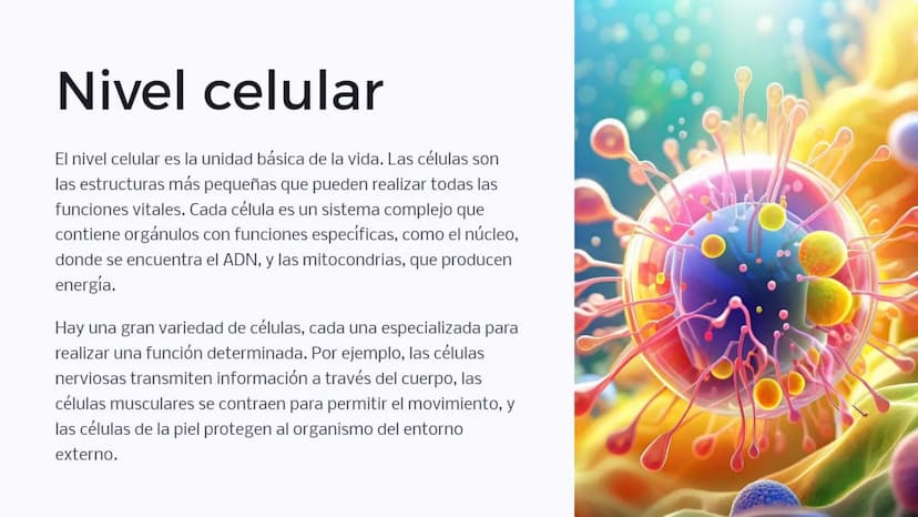Introducción: Niveles
de organización
biológica
La vida en la Tierra se organiza en diferentes niveles, desde las moléculas
más pequeñas has