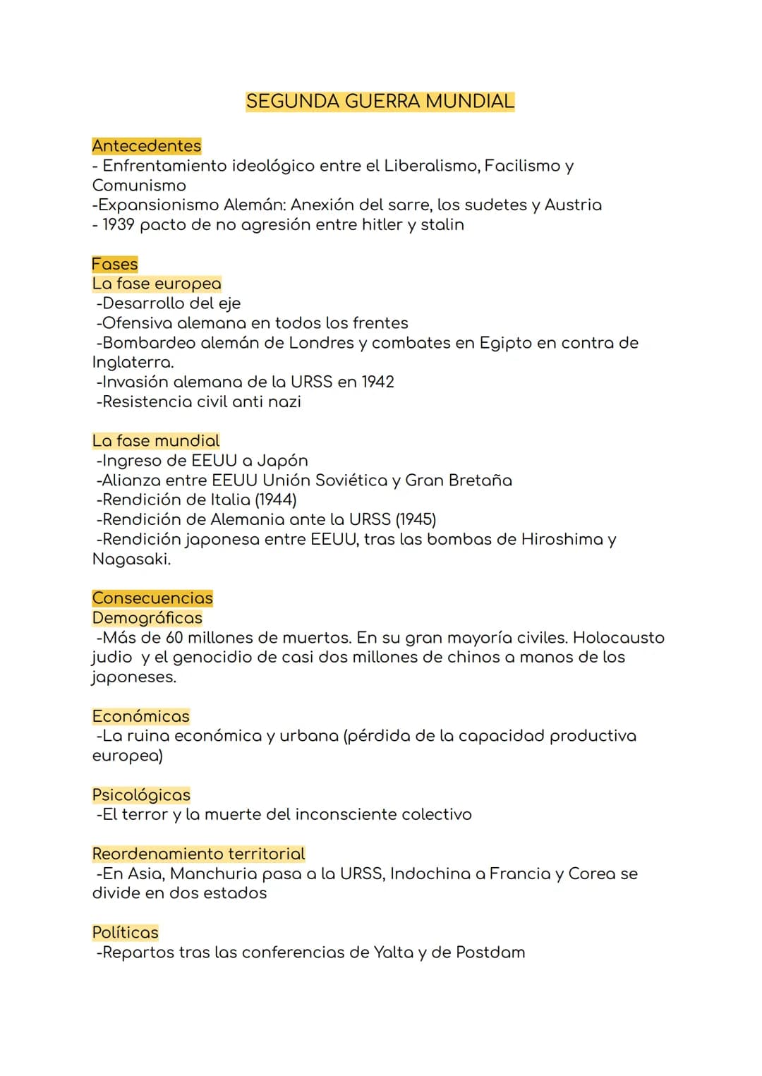 SEGUNDA GUERRA MUNDIAL
Antecedentes
- Enfrentamiento ideológico entre el Liberalismo, Facilismo y
Comunismo
-Expansionismo Alemán: Anexión d