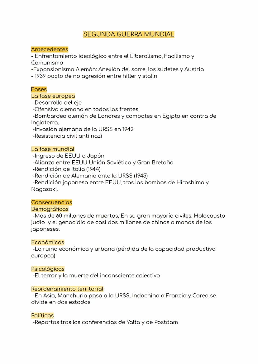 SEGUNDA GUERRA MUNDIAL
Antecedentes
- Enfrentamiento ideológico entre el Liberalismo, Facilismo y
Comunismo
-Expansionismo Alemán: Anexión d