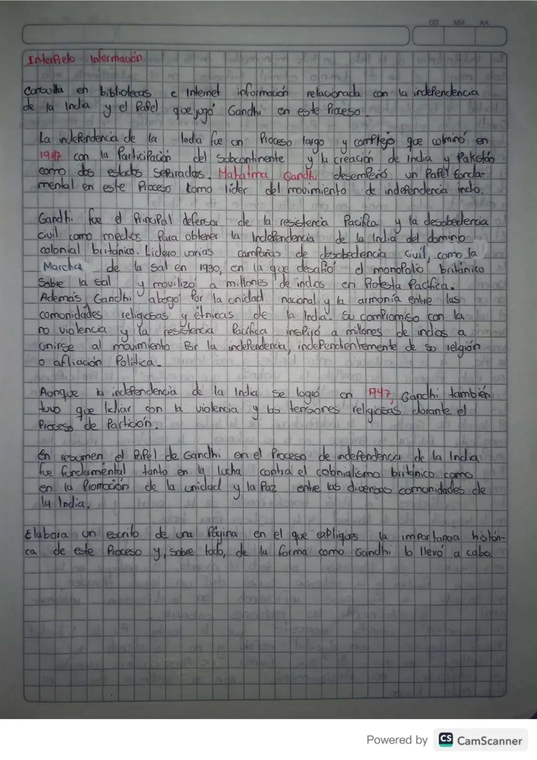 00
MM
AA
# Interpreto Informavόρ
Consulta en bibliotecas e Internet información relacionada con la independencia
de la India y el Rafel que 