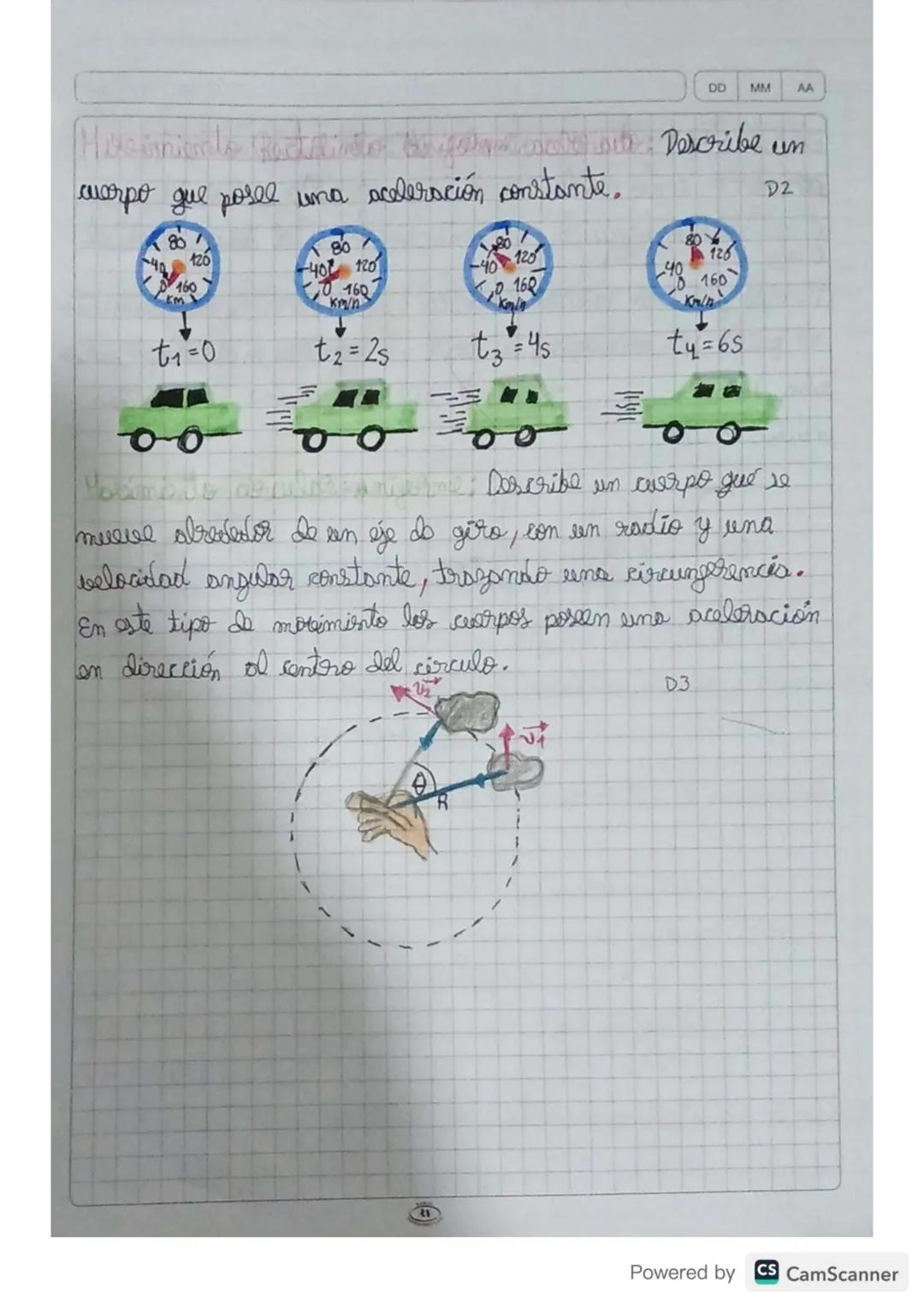 DD MM
AA
# MOVIMIENTO
En Física se entiende per moccimiento al combio de posición
qué experiments un cuerpo en el espacio en sen determinado