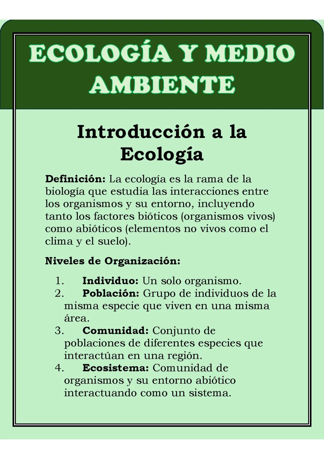 ECOLOGÍA Y MEDIO AMBIENTE