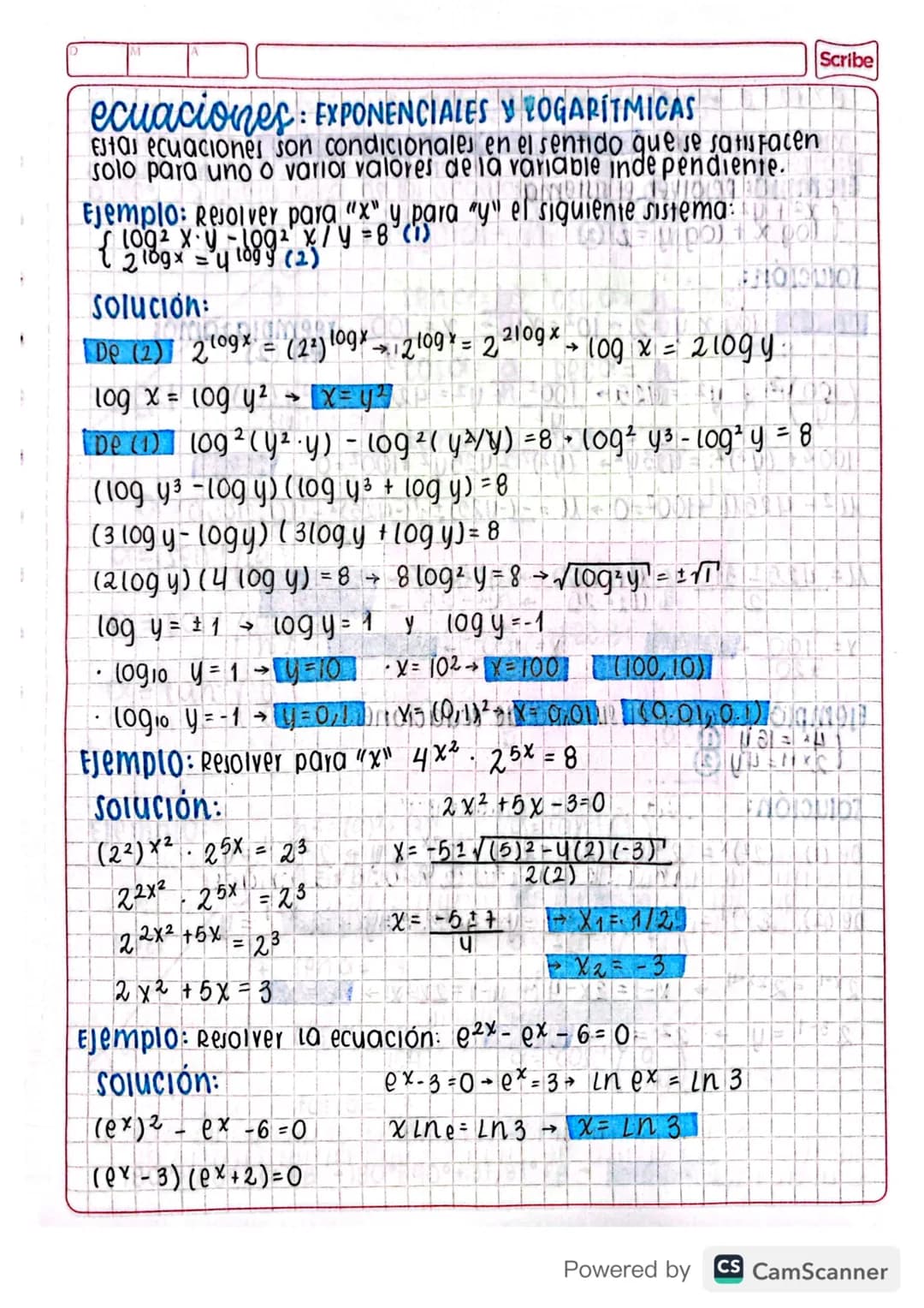 Matemáticas grado 10 y 11 - Ecuaciones Exponenciales y Logarítmicas