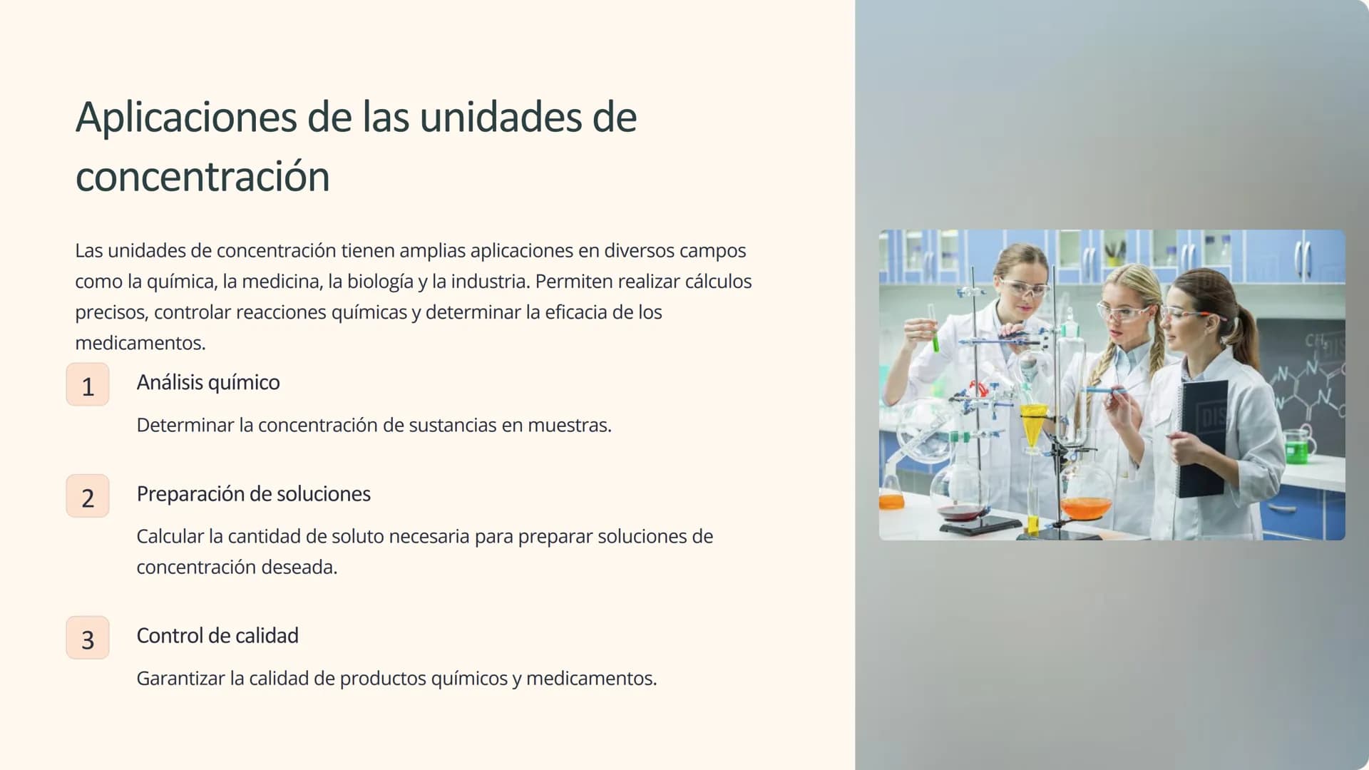 las unidades de
concentración
Las unidades de concentración son herramientas esenciales en
química para expresar la cantidad de soluto prese
