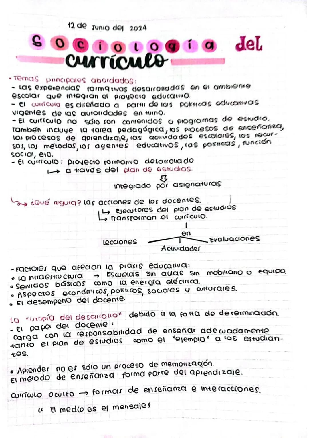 12 de Junio del 2024
currículo
• Temas principales abordados:
i a
del
- Las experencias formatwas desarrolladas on of ambience
escolar que i