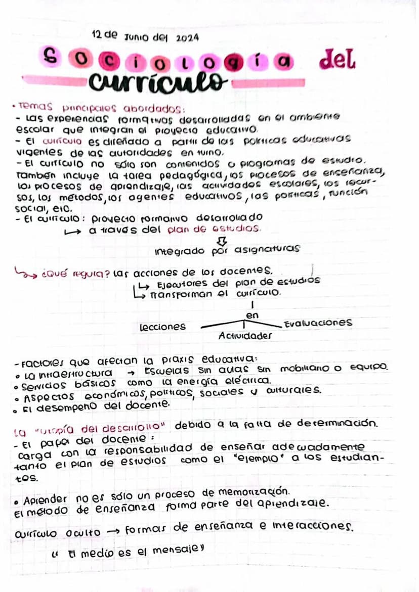 12 de Junio del 2024
currículo
• Temas principales abordados:
i a
del
- Las experencias formatwas desarrolladas on of ambience
escolar que i