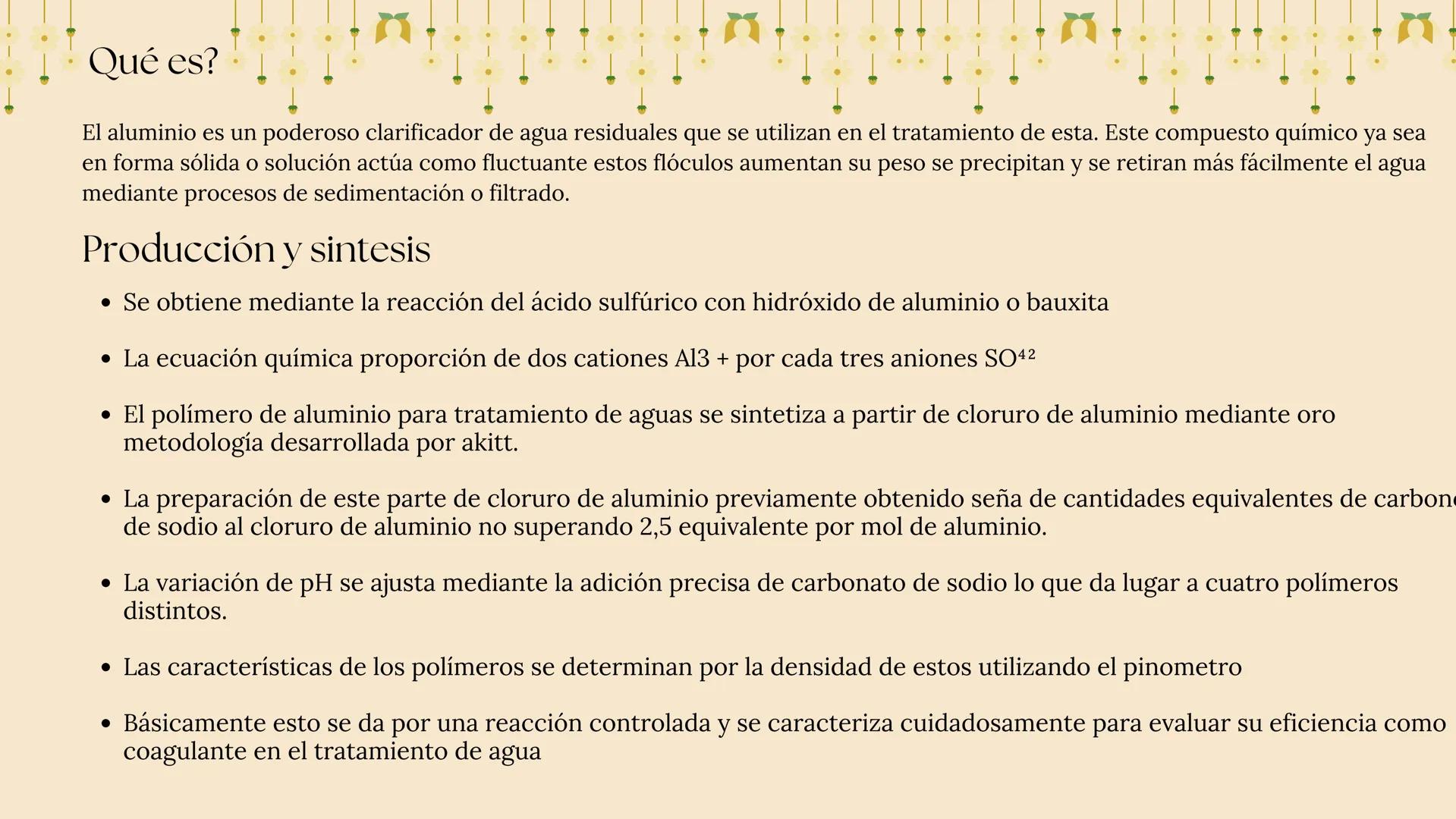 SÍNTESIS DE UN
POLÍMERO
INORGÁNICO DE
ALUMINIO Y SU USO
PARA
CLARIFICACIÓN DE
AGUA Introducción
El tratamiento de agua implica varias etapas