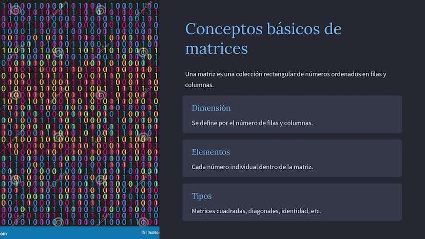 om
dream
dreamsti
drea
dream
dreamst
dreamstim
mstime
ID 48
Álgebra Lineal
El Álgebra Lineal es una rama fundamental de las matemáticas que
