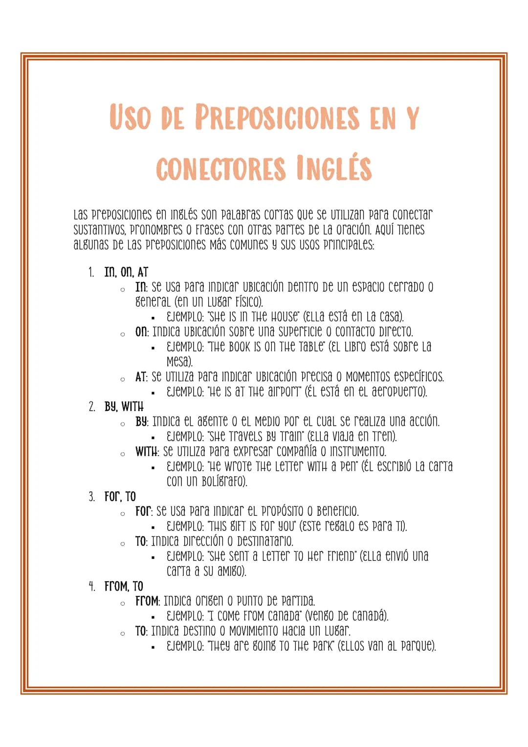CONECTORES Y PREPOSICIONES EN INGLÉS