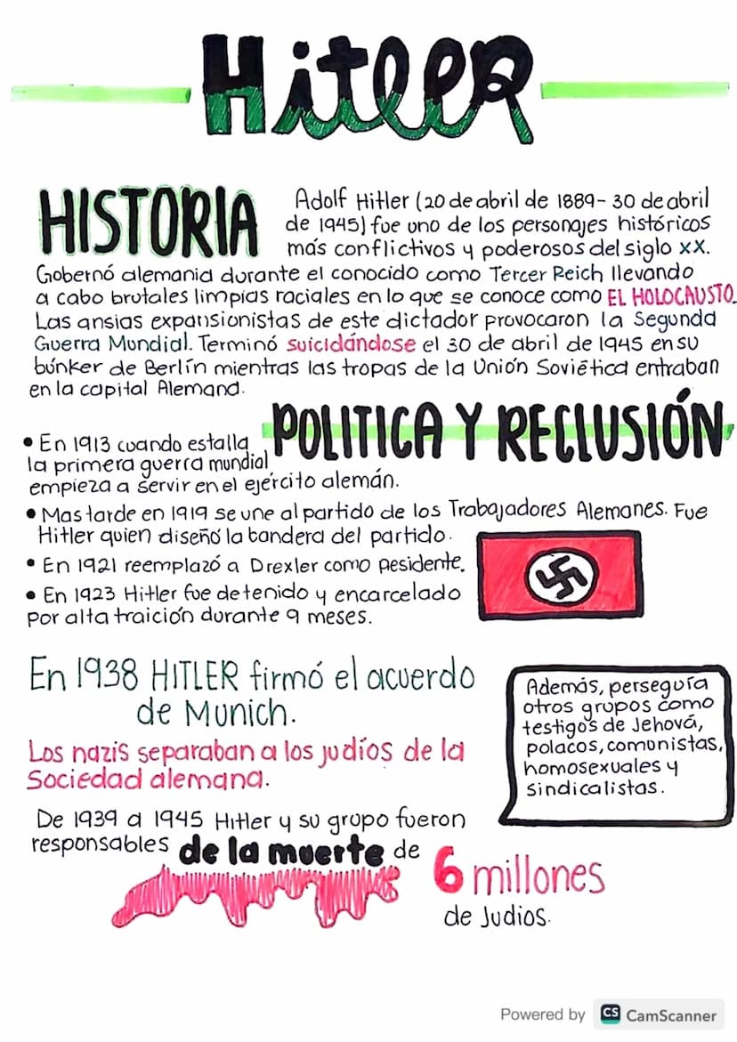 Hitler
HISTORIA
Adolf Hitler (20 de abril de 1889- 30 de abril
de 1945) fue uno de los personajes históricos
más conflictivos y poderosos de