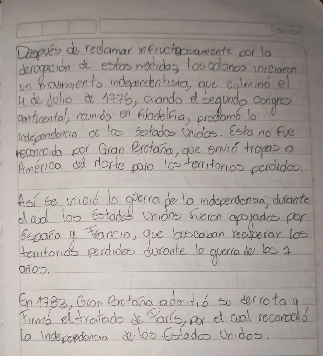Scribe

Independencia De USA

6 03 24

Se llama independencia de los Estados Unidos
al proceso por el cual las trece colonias
atlánticas de 
