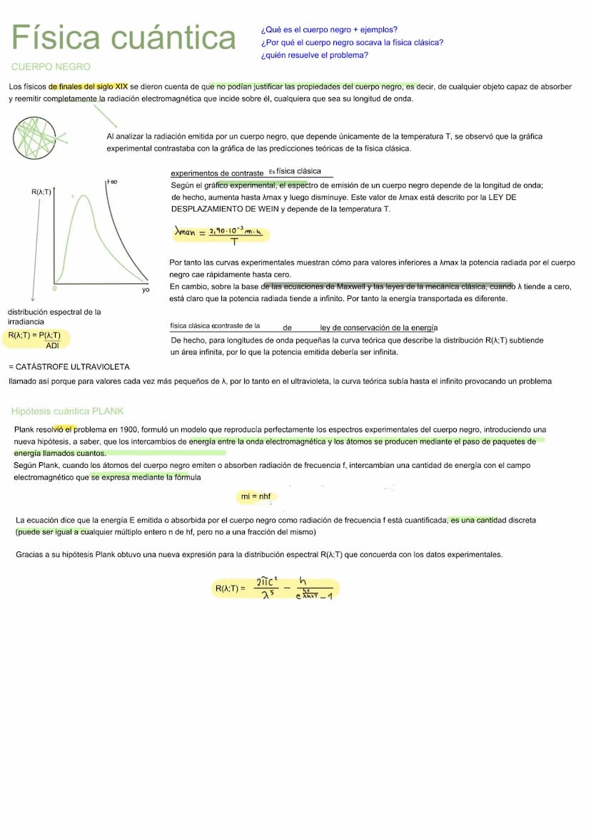 Física cuántica
¿Qué es el cuerpo negro + ejemplos?
¿Por qué el cuerpo negro socava la física clásica?
¿quién resuelve el problema?
CUERPO N
