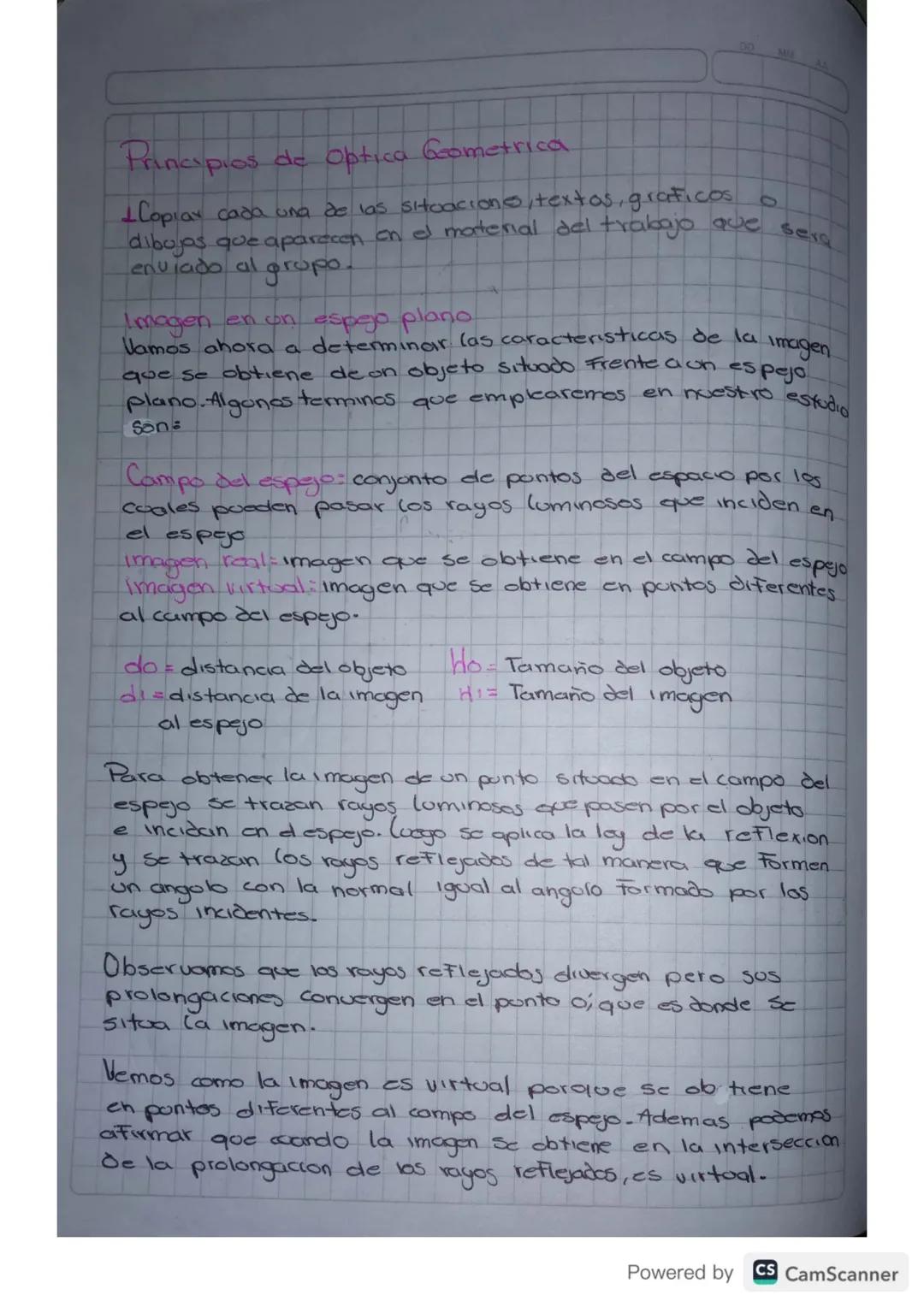 Principios de Optica Geometrica
Copiar cada una de las situaciones, textos, graficos
D
dibujos que aparecen en el material del trabajo que s