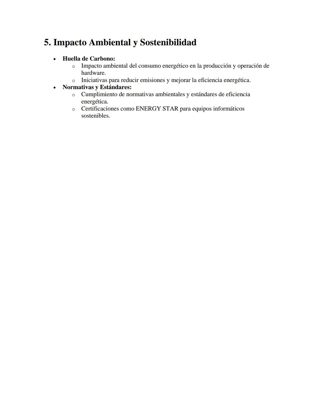 Energía y su Transformación en
Informática
APUNTES/I
1. Consumo Energético en Hardware
•
Componentes principales:
°
Procesador (CPU): Princi