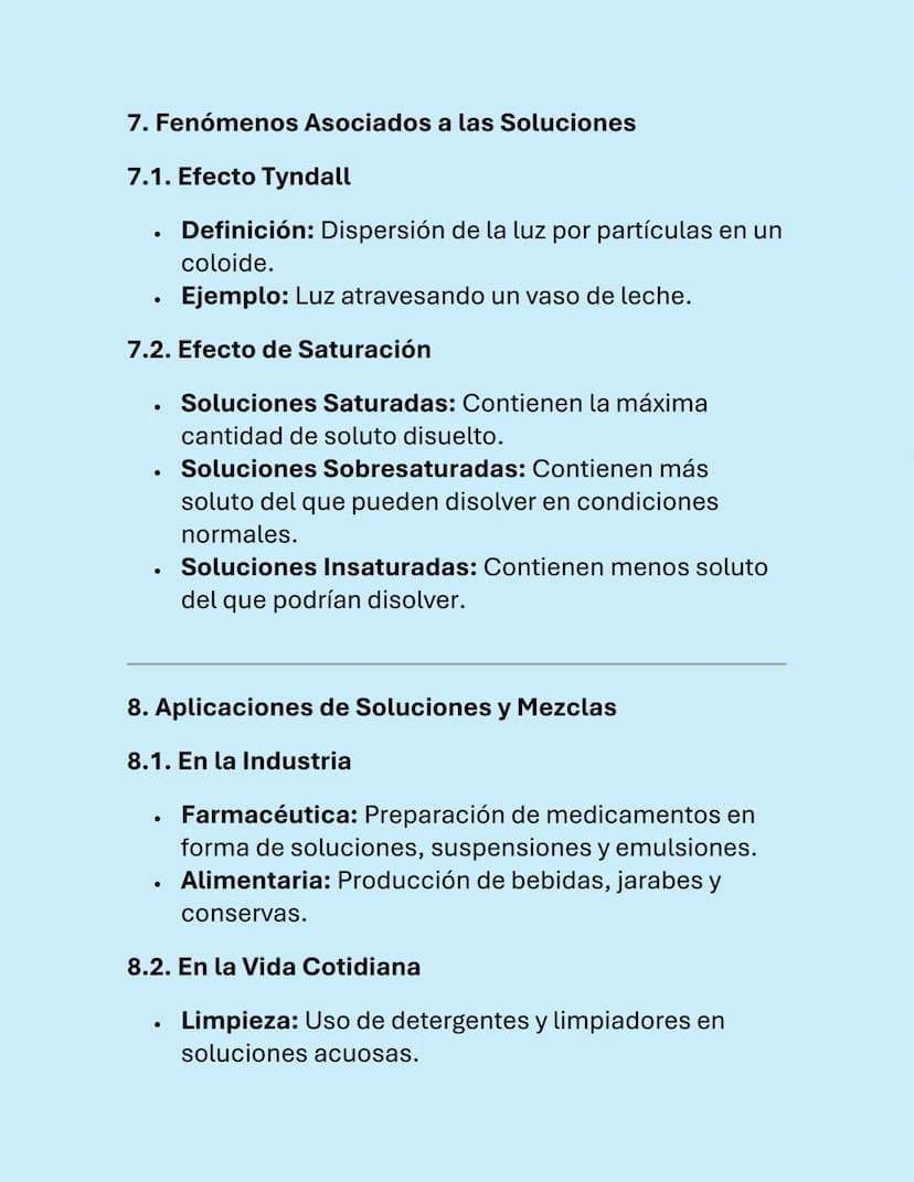 SOLUCIONES Y
MEZCLAS
Soluciones y Mezclas
Las soluciones y las mezclas son conceptos
fundamentales en química. Aquí se presenta una guía
det
