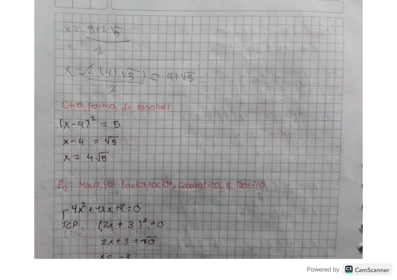 # Formula Cuadratica
$x = \frac{-b + \sqrt{b^2 - 4ac}}{2a}$

Disarminante

$b^2-4ac \geq 0$

$(-4)^2-4(4) (-7)$

$46-112$

$128 v$

$x = \fr