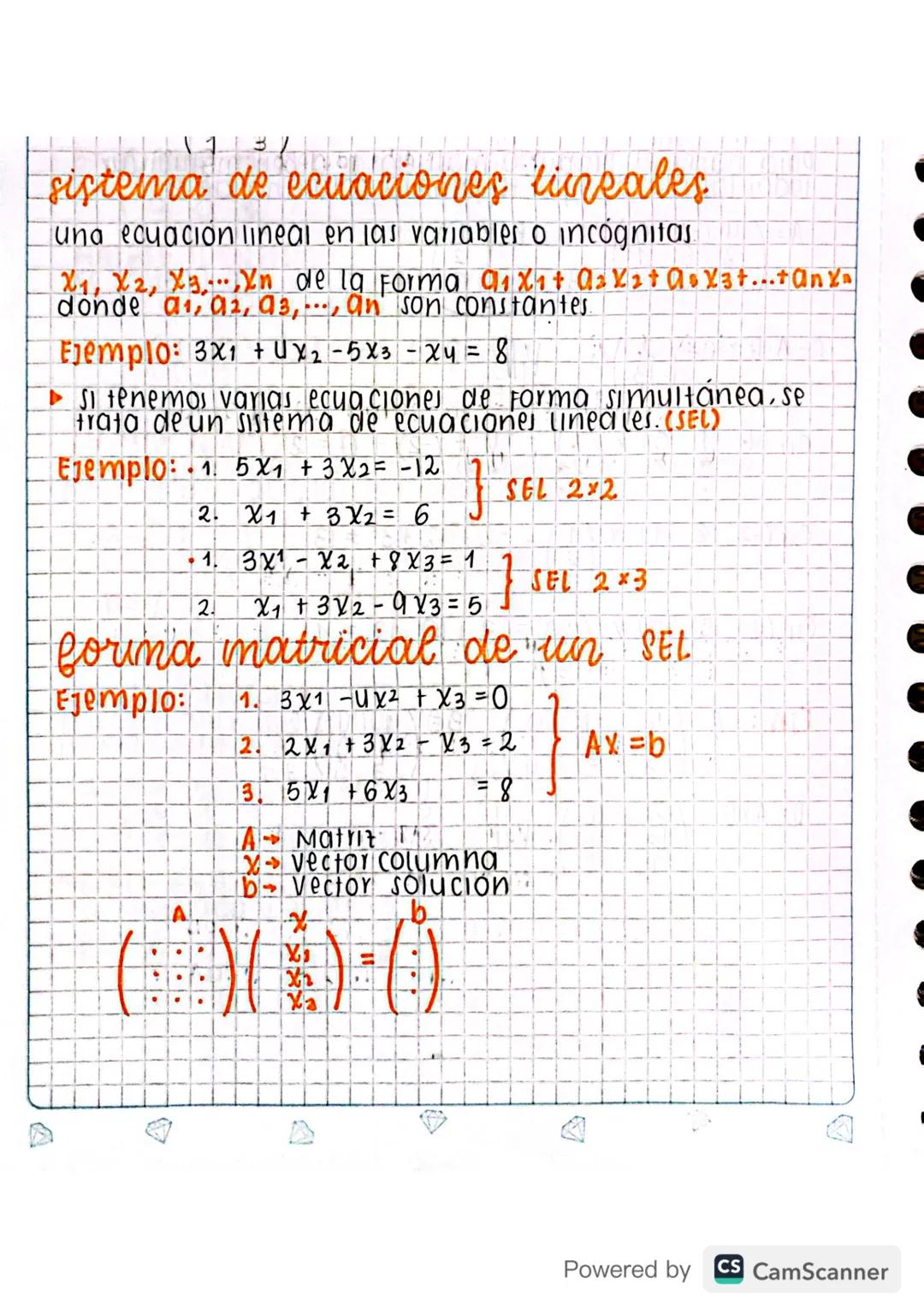 sistema de ecuaciones lineales
una ecuación lineal en las variables o incógnitas
X1, X2, Xan de la Forma α 1 X 1 + A2 X 2 + A + x z + . . . 