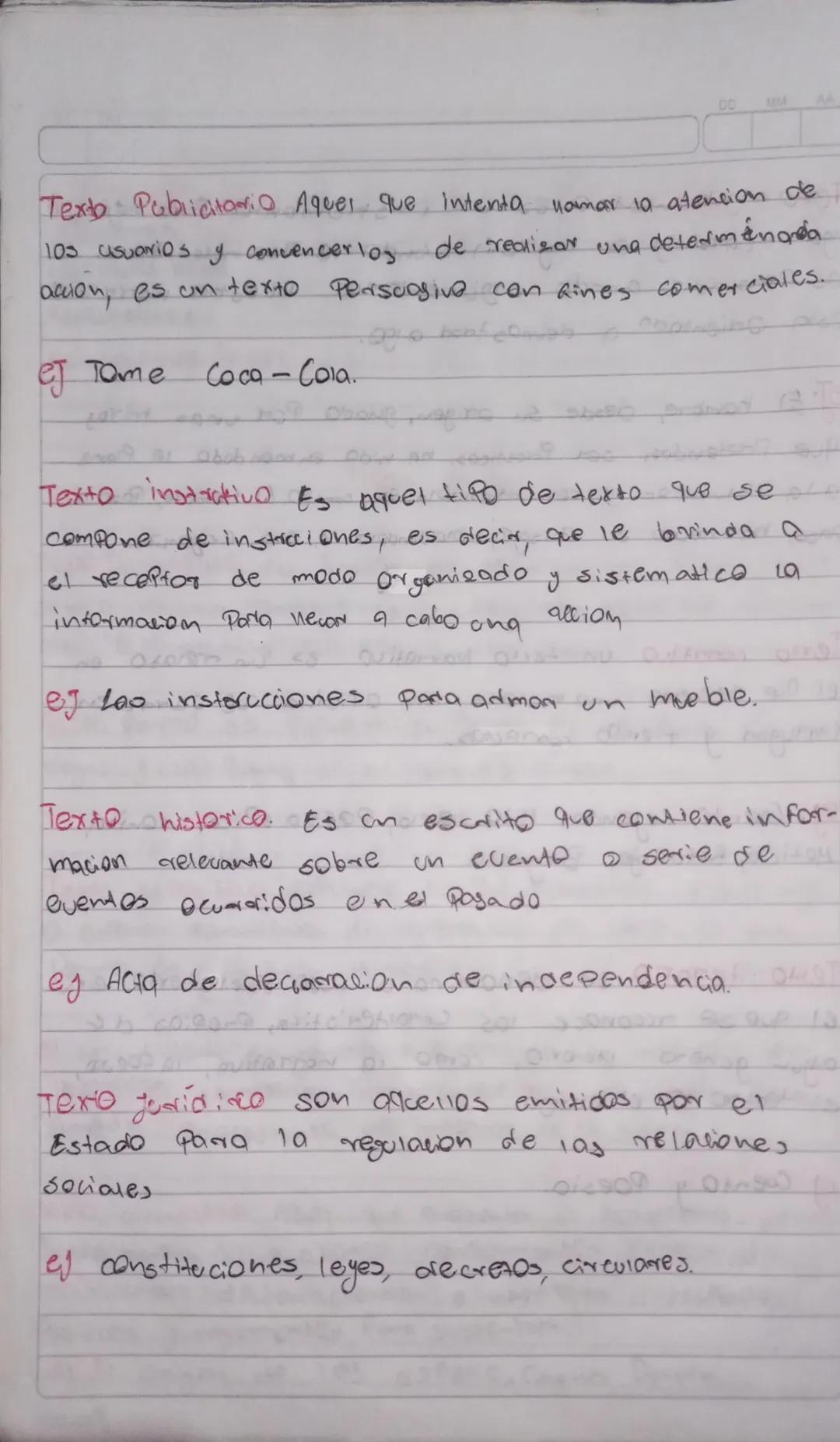 Tipos de texto.

Texto Desom Paivo su funcion es describir un
Producto 0
sexico de una forma clara y concreta para que craprosoume-
me le tr