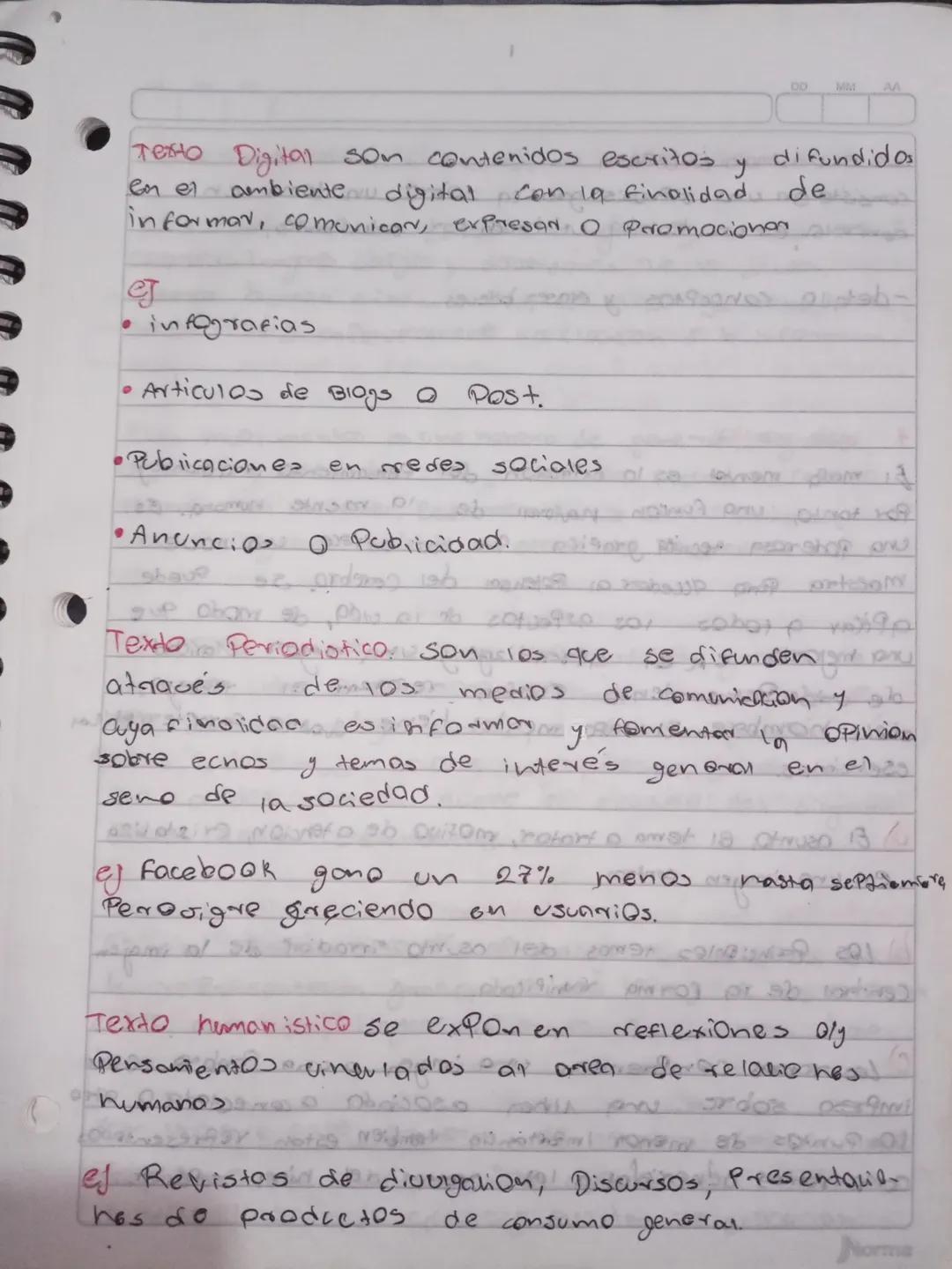 Tipos de texto.

Texto Desom Paivo su funcion es describir un
Producto 0
sexico de una forma clara y concreta para que craprosoume-
me le tr
