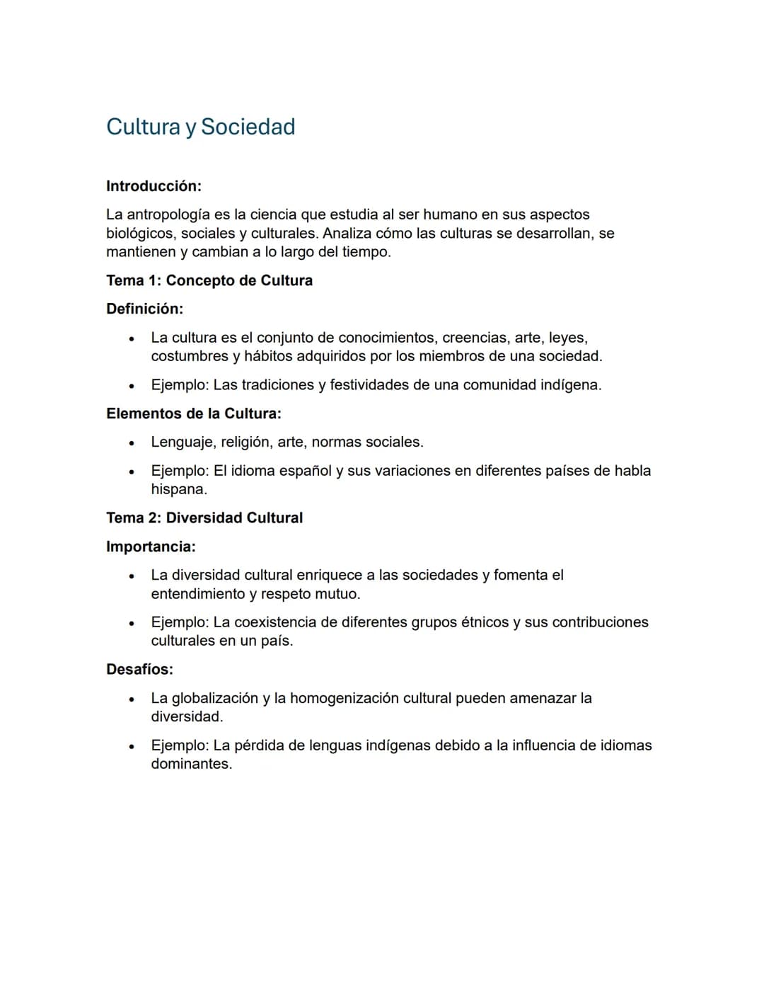 Cultura y Sociedad
Introducción:
La antropología es la ciencia que estudia al ser humano en sus aspectos
biológicos, sociales y culturales. 