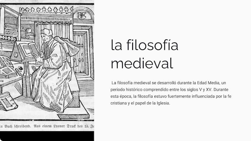 En Buch schreibend. Aus einem Lyoner Druck des 15. J
la filosofía
medieval
La filosofía medieval se desarrolló durante la Edad Media, un
per