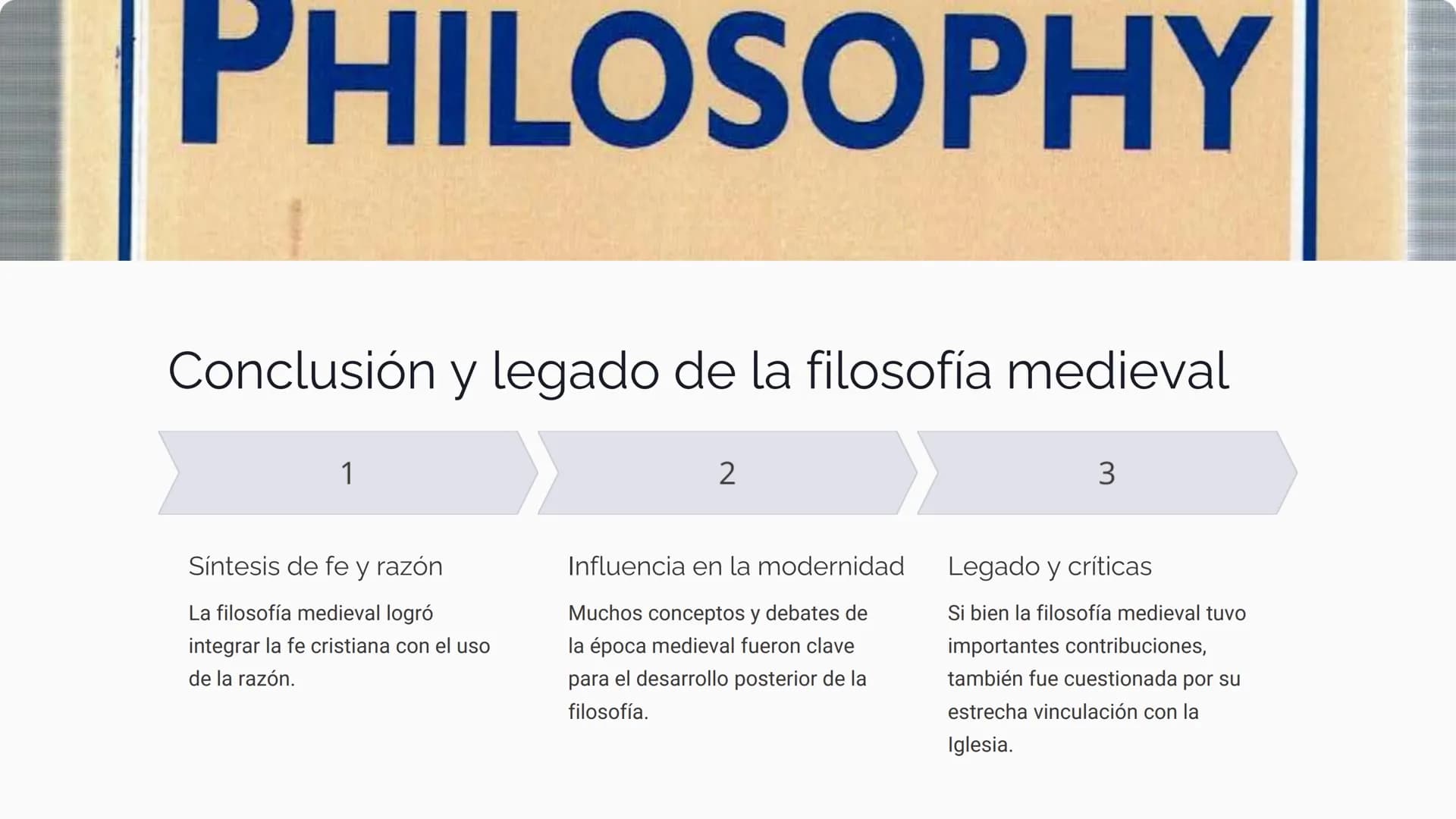 En Buch schreibend. Aus einem Lyoner Druck des 15. J
la filosofía
medieval
La filosofía medieval se desarrolló durante la Edad Media, un
per