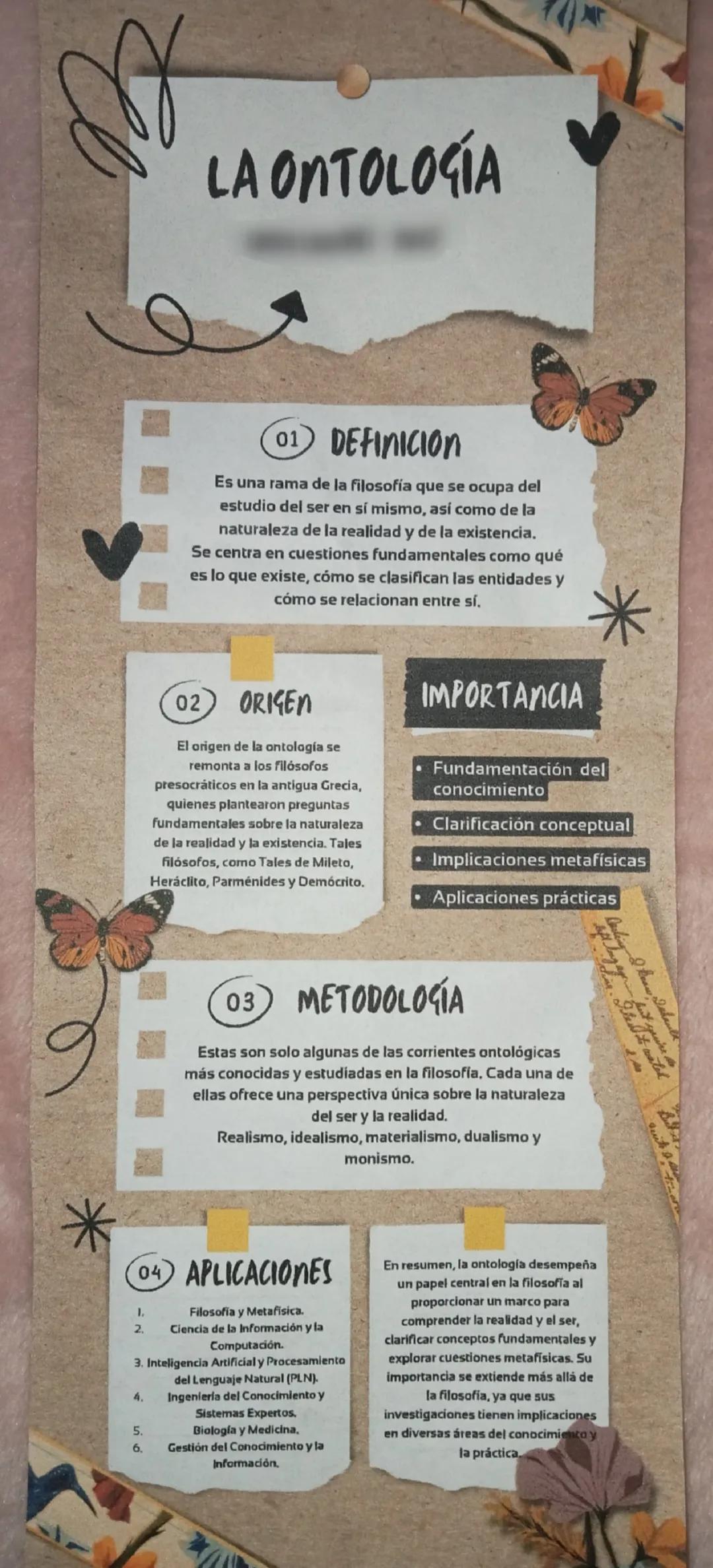*
LA ONTOLOGÍA

01 DEFINICION

Es una rama de la filosofía que se ocupa del
estudio del ser en sí mismo, así como de la
naturaleza de la rea