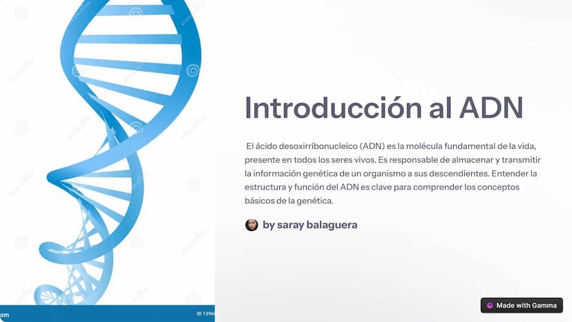 om
eamstime
damsti
ID 1396
drea
Introducción al ADN
El ácido desoxirribonucleico (ADN) es la molécula fundamental de la vida,
presente en to