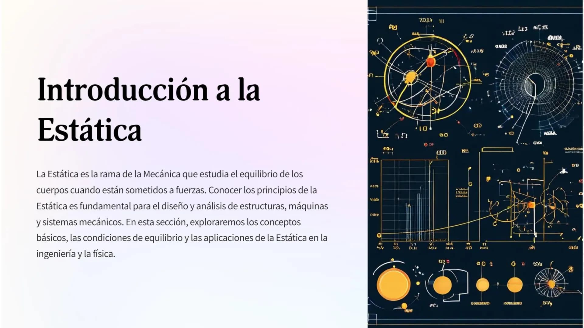 ne
Introducción a la
Estática
n
La Estática es la rama de la Mecánica que estudia el equilibrio de los
cuerpos cuando están sometidos a fuer
