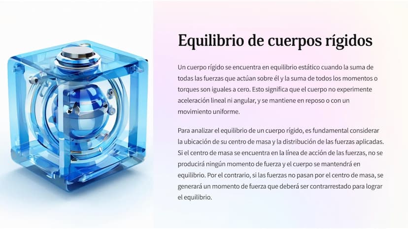 ne
Introducción a la
Estática
n
La Estática es la rama de la Mecánica que estudia el equilibrio de los
cuerpos cuando están sometidos a fuer