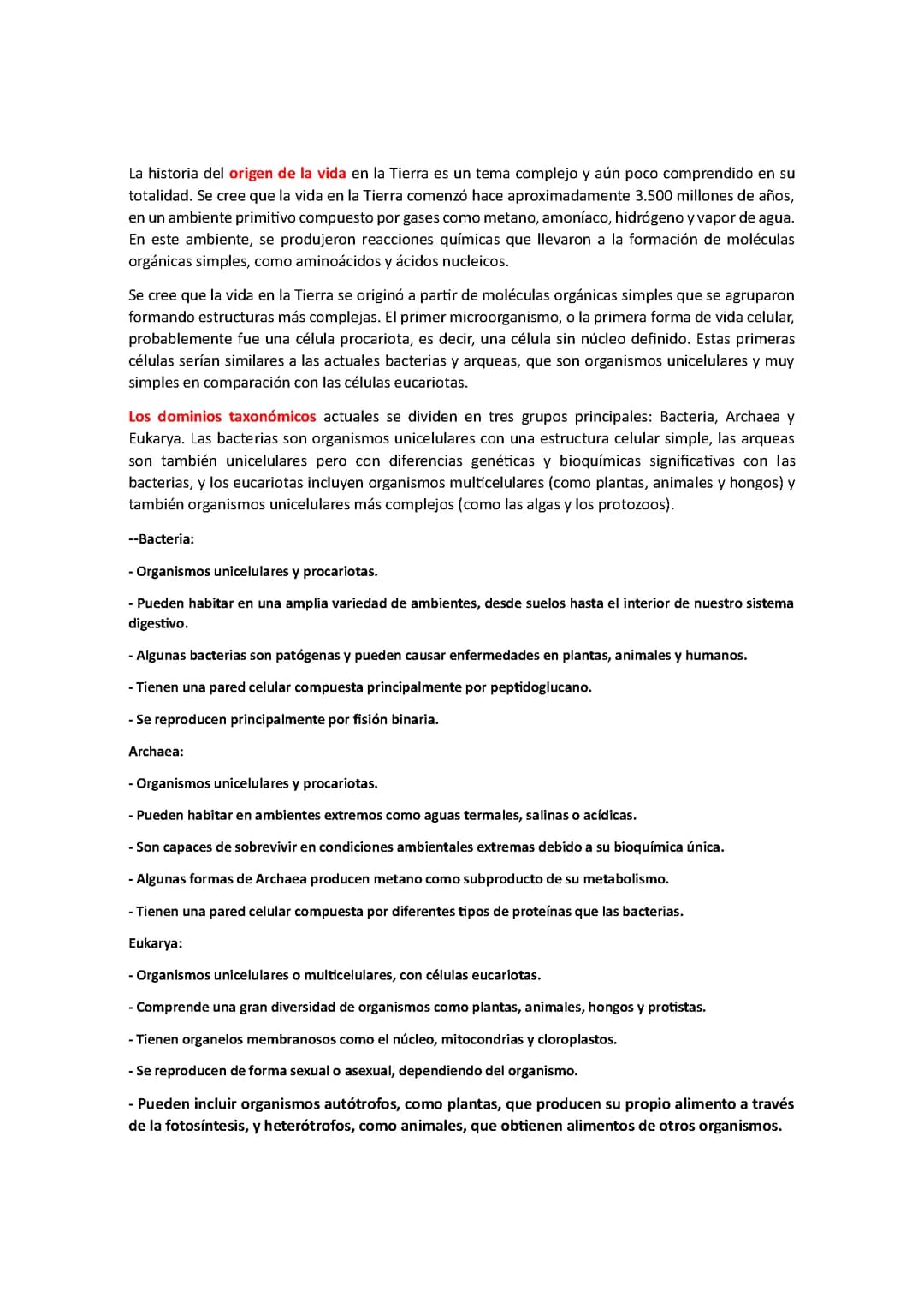 Origen de la vida