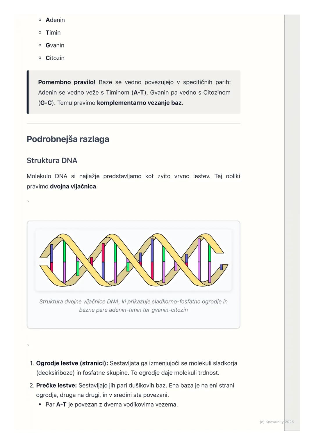 # DNA in geni

Kaj je DNA in zakaj je pomembna?

DNA je kratica za deoksiribonukleinsko kislino. To je molekula, ki se nahaja v
jedru skoraj
