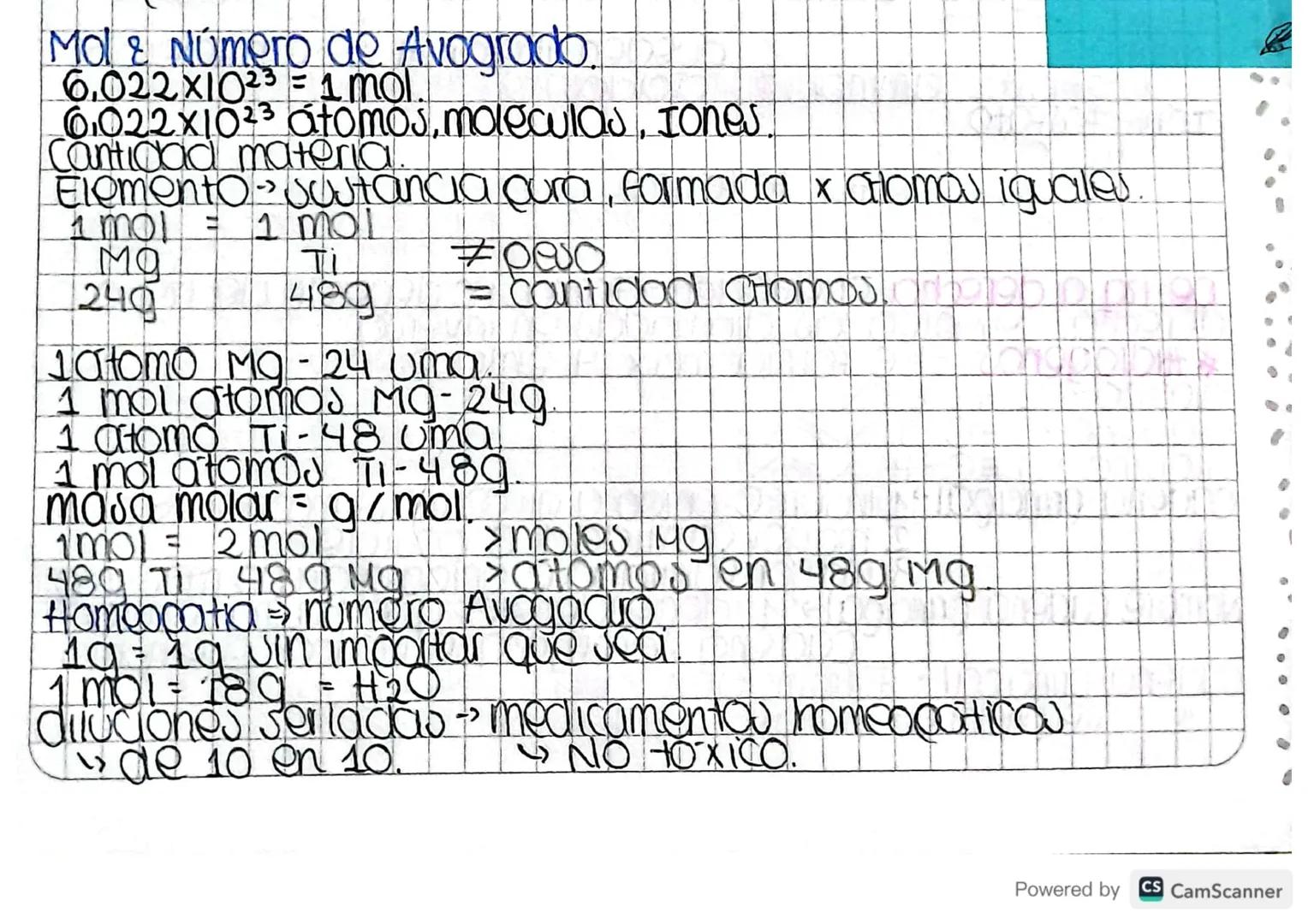 Mol & Numero de Avogrado.
6.022x1023= 1 mol.
6.022x1023 átomos, moleculas, Iones
Elemento, Justancia qura, formada x atomos iguales.
1 mol =