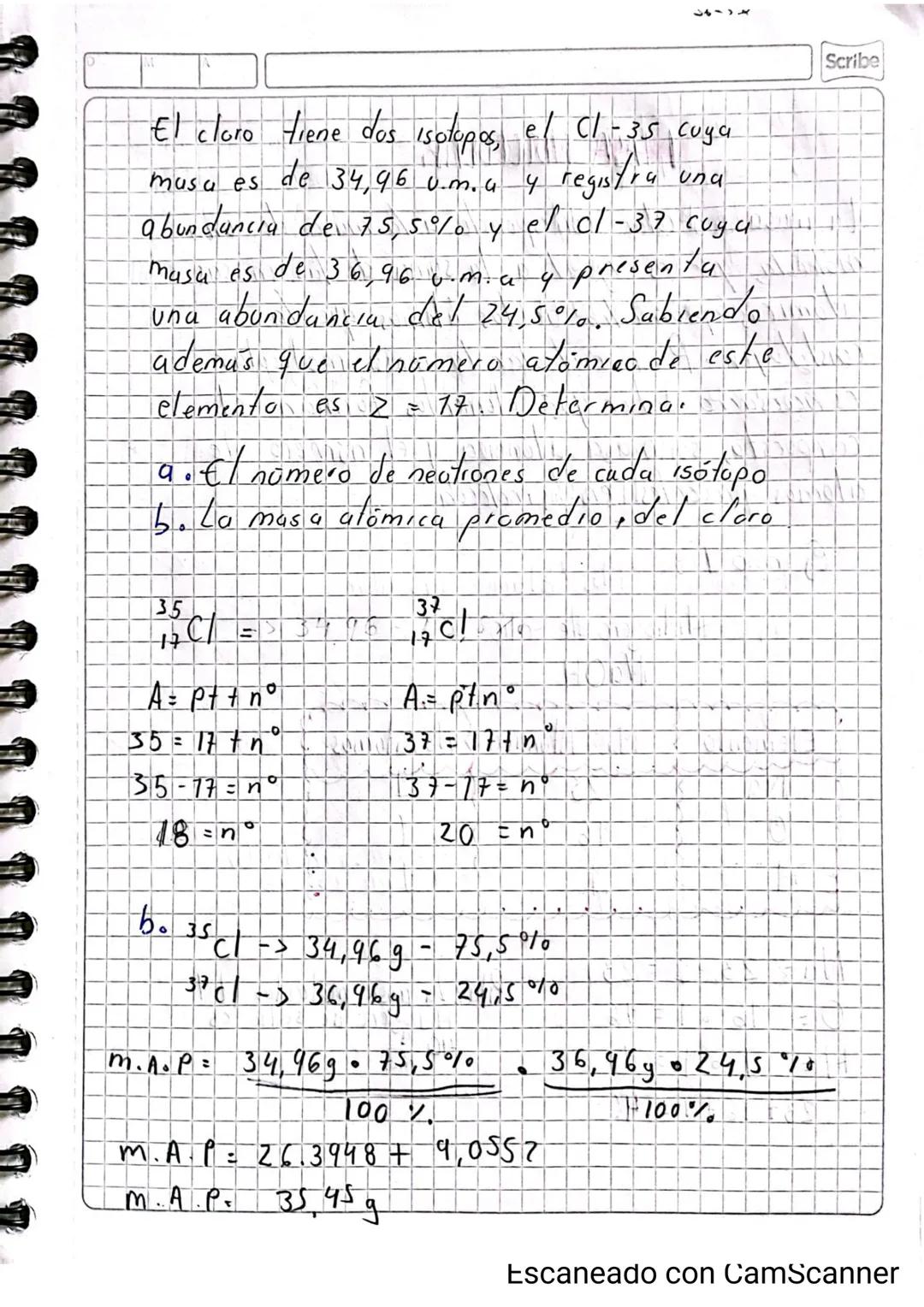 Scribe
06.05.2024.
Isotopos
et
Mismo número atomico, pero cumbia el número de
musg
1p+
✓
1
2
H
01
H
3
H
A = P++n
1
A = 110
1pt 10° 1pt 2 n° 