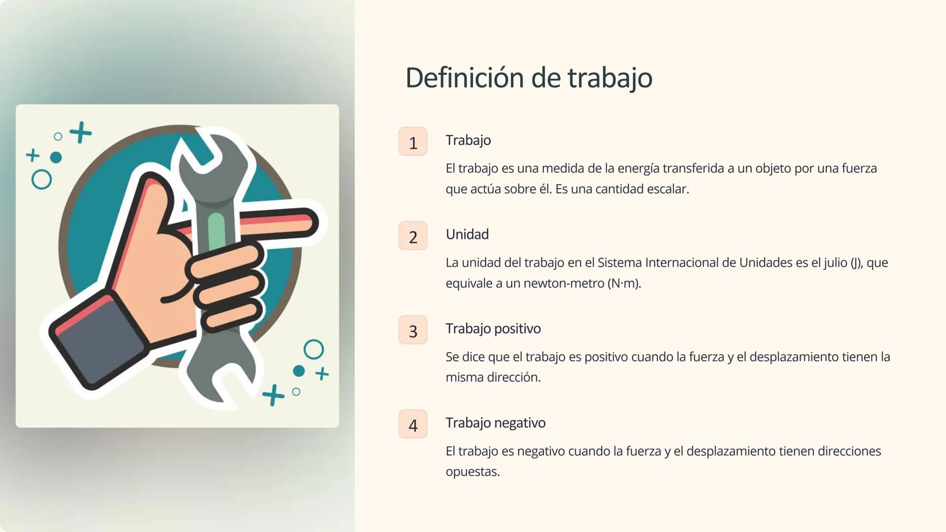Trabajo y Energía
El trabajo y la energía son conceptos fundamentales en la física
que describen el movimiento y la capacidad de realizar ca