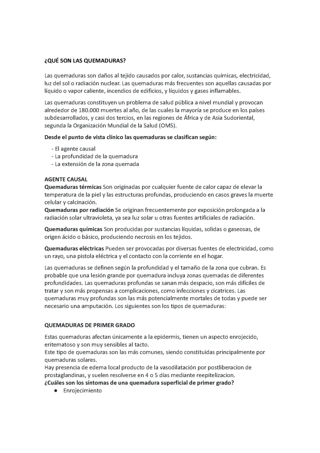 Quemaduras y como tratarlas 